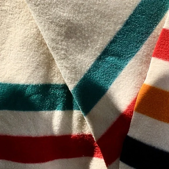 Baron Woolen Mills Multi Stripe Premium Wool 1940s Vintage Blanket